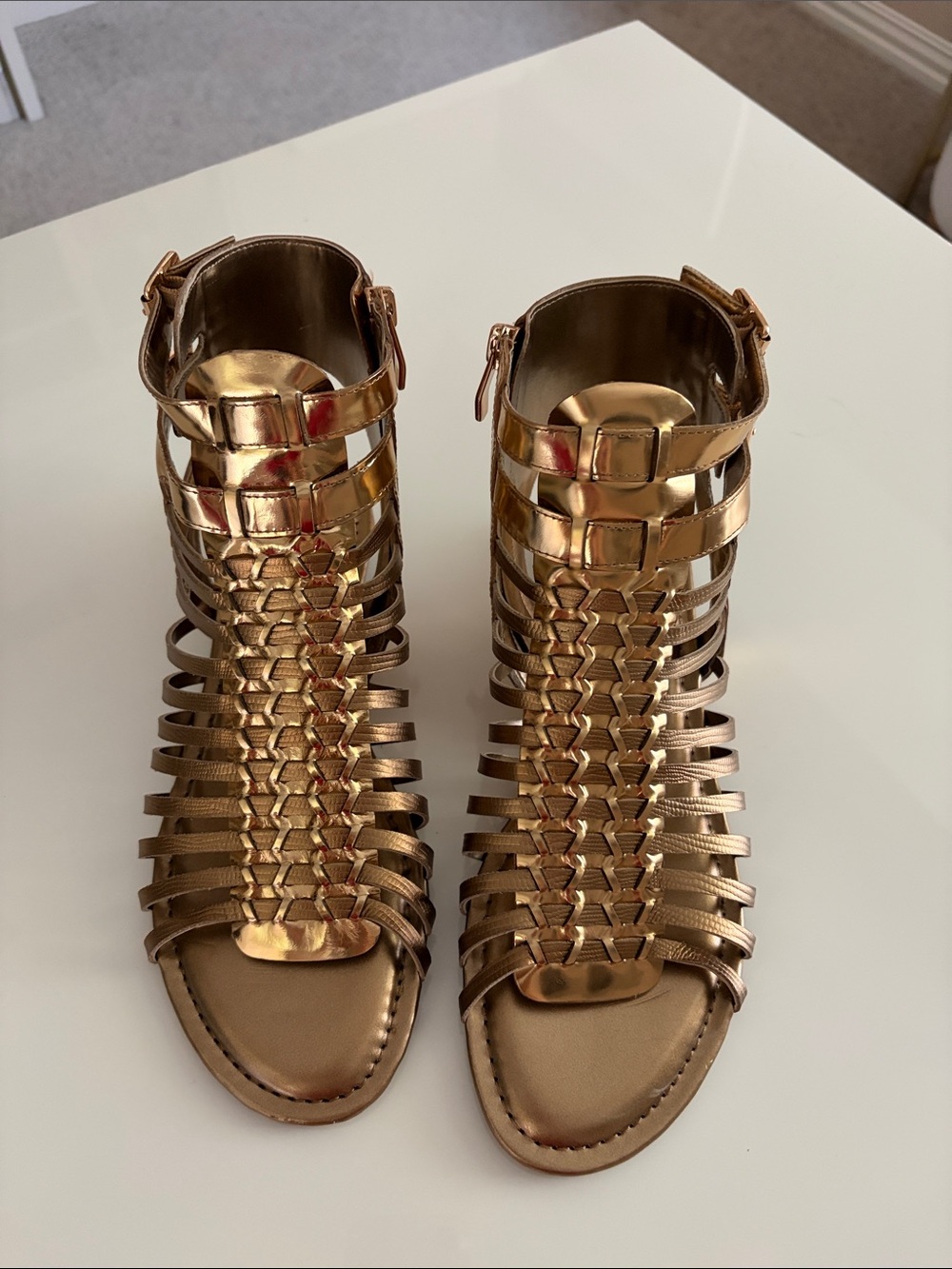 Vince Camuto Metallic Gold Strappy Gladiator Sandals